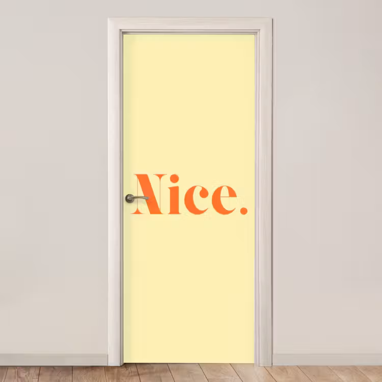 Nice - Oranje - Geel - Minimalistisch deurposter klein -3d_beige