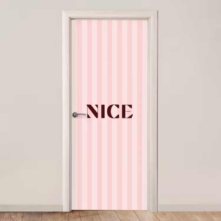 Nice - Strepen - Roze deurposter klein -3d_beige