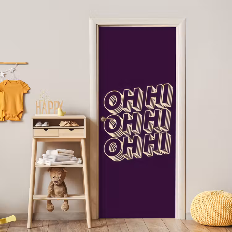 Oh hi - Paars - 3D deurposter klein -sfeer4