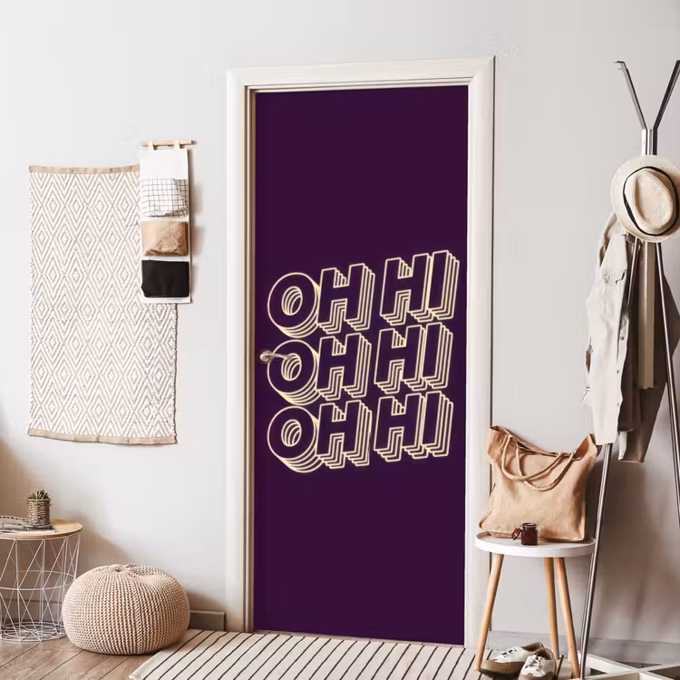 Oh hi - Paars - 3D deurposter klein -sfeer6