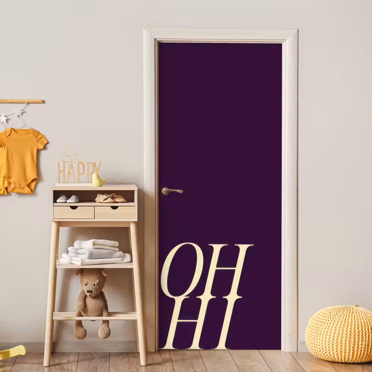 Oh hi - Paars - Cursief deurposter klein -sfeer4