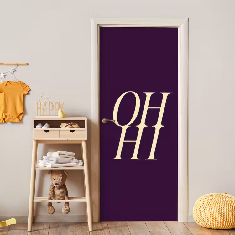 Oh hi - Paars - Minimalistisch deurposter klein -sfeer4