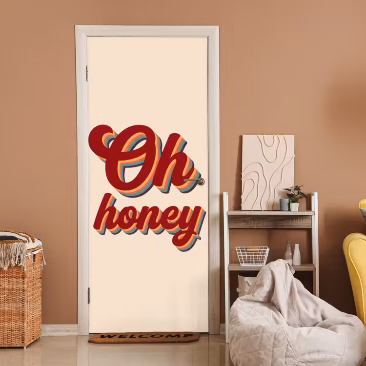 Oh honey - Rood - Schaduw deurposter klein -sfeer1