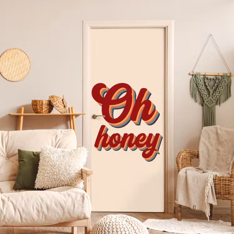 Oh honey - Rood - Schaduw deurposter klein -sfeer2