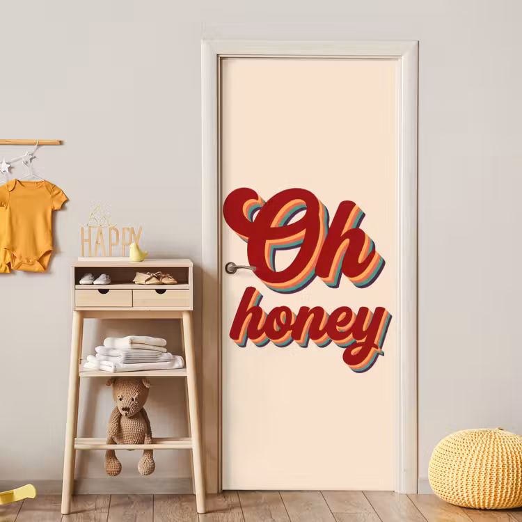 Oh honey - Rood - Schaduw deurposter klein -sfeer4