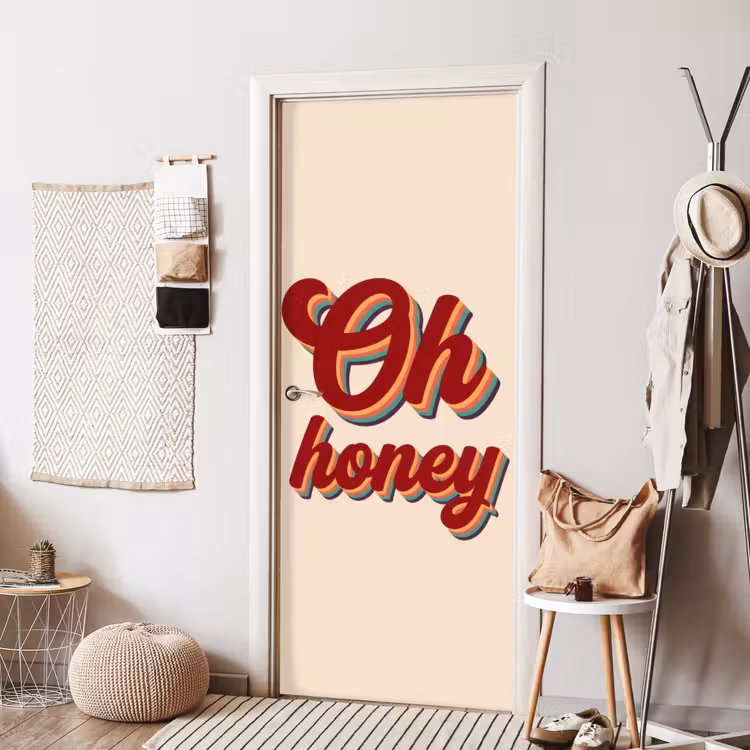 Oh honey - Rood - Schaduw deurposter klein -sfeer6