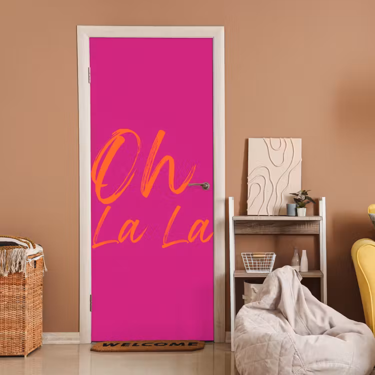 Oh la la - Oranje - Roze deurposter klein -sfeer1