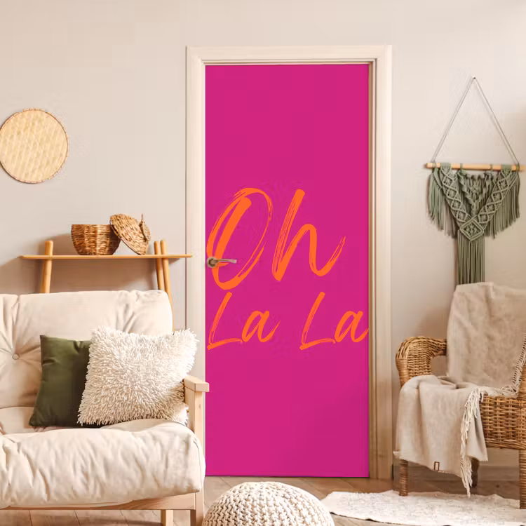 Oh la la - Oranje - Roze deurposter klein -sfeer2