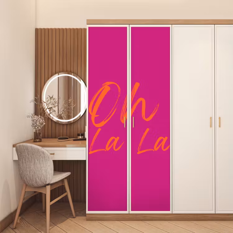 Oh la la - Oranje - Roze deurposter klein -sfeer3