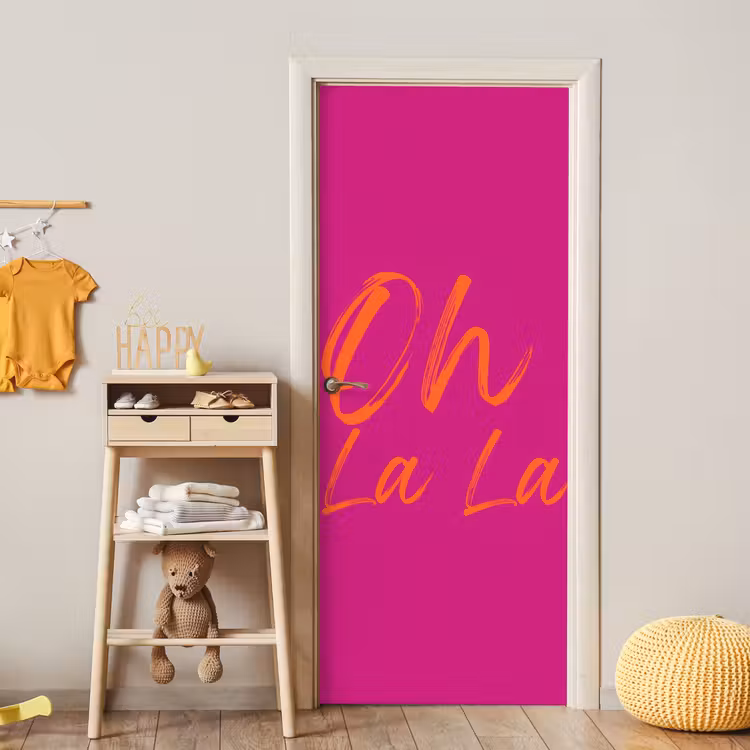 Oh la la - Oranje - Roze deurposter klein -sfeer4