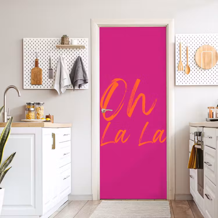 Oh la la - Oranje - Roze deurposter klein -sfeer5