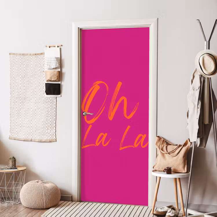 Oh la la - Oranje - Roze deurposter klein -sfeer6