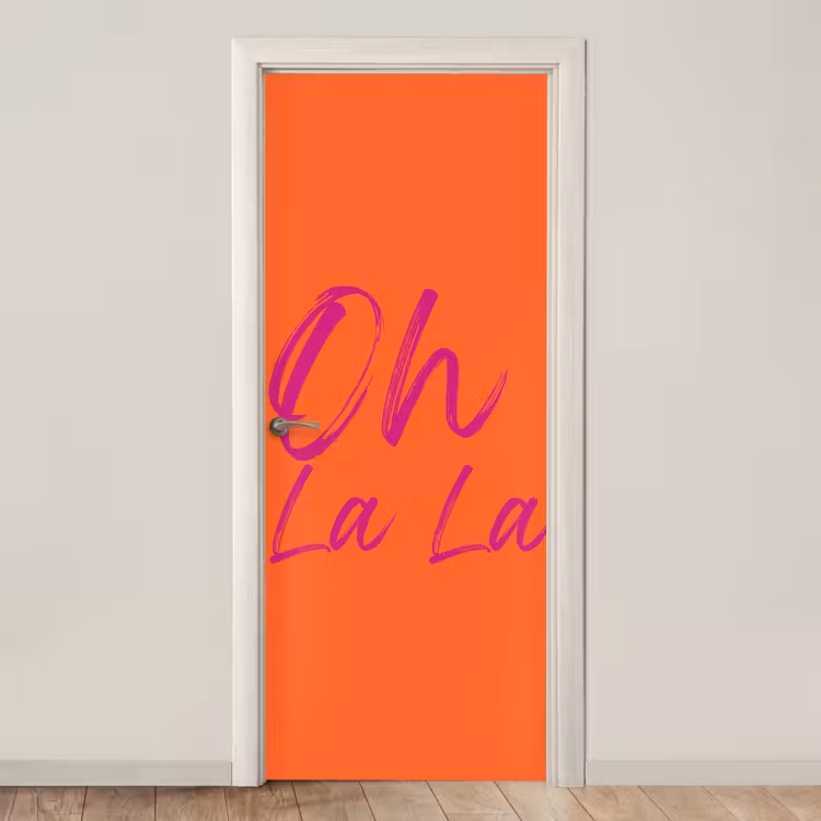 Oh la la - Oranje - Roze - Grafisch deurposter klein -3d_beige