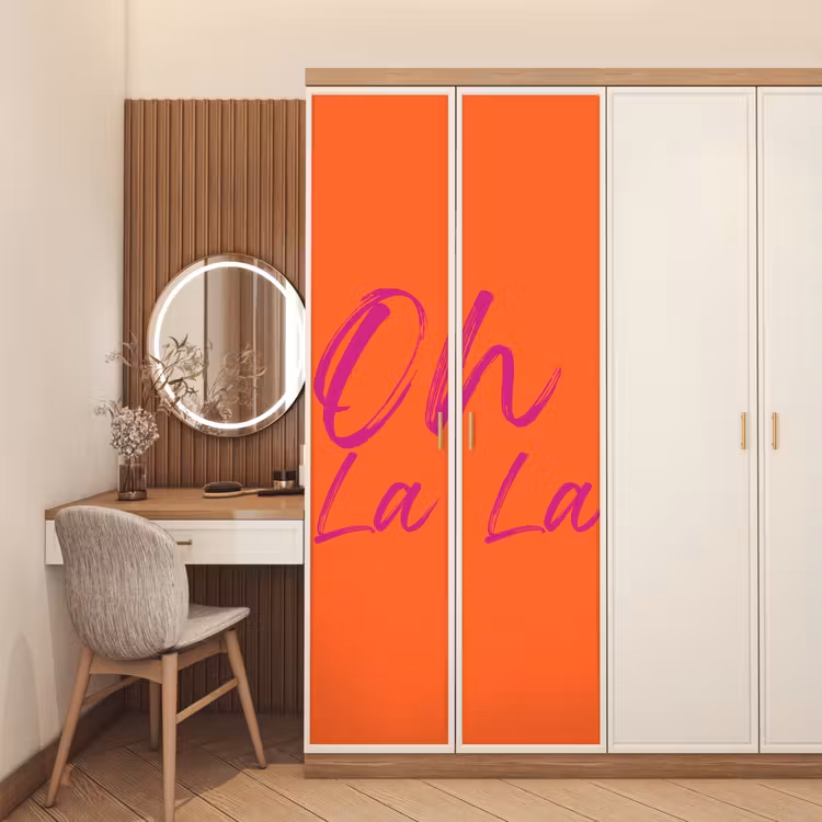 Oh la la - Oranje - Roze - Grafisch deurposter klein -sfeer3