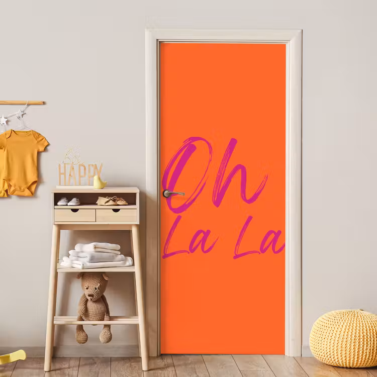 Oh la la - Oranje - Roze - Grafisch deurposter klein -sfeer4