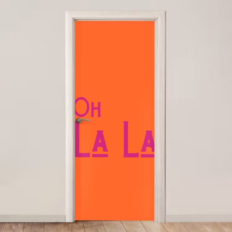 Oh la la - Oranje - Roze - Scheeflettertype deurposter klein -3d_beige