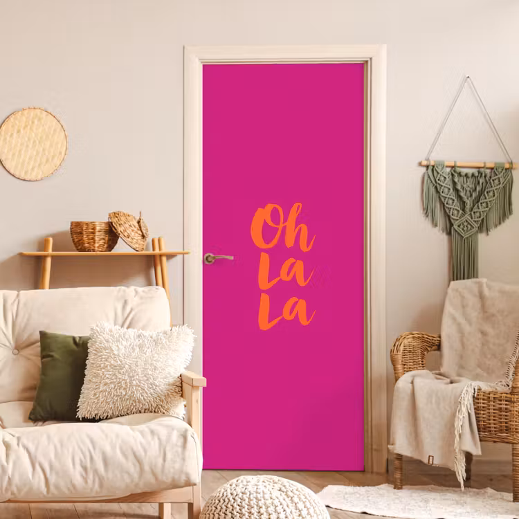 Oh la la - Roze - Oranje - Minimalistisch deurposter klein -sfeer2
