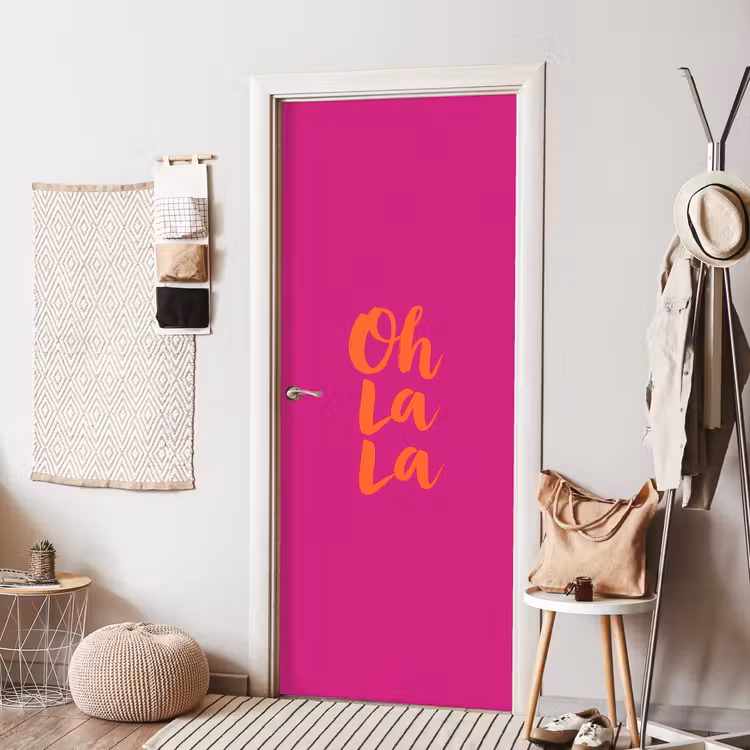 Oh la la - Roze - Oranje - Minimalistisch deurposter klein -sfeer6