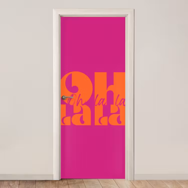 Oh la la - Roze - Oranje - Gestapelde letters deurposter klein -3d_beige