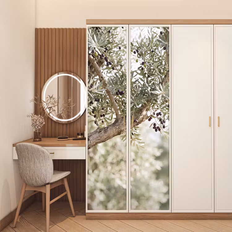 Door sticker - Olive tree - branch - green - Olijfboom - tak - groen deurposter klein