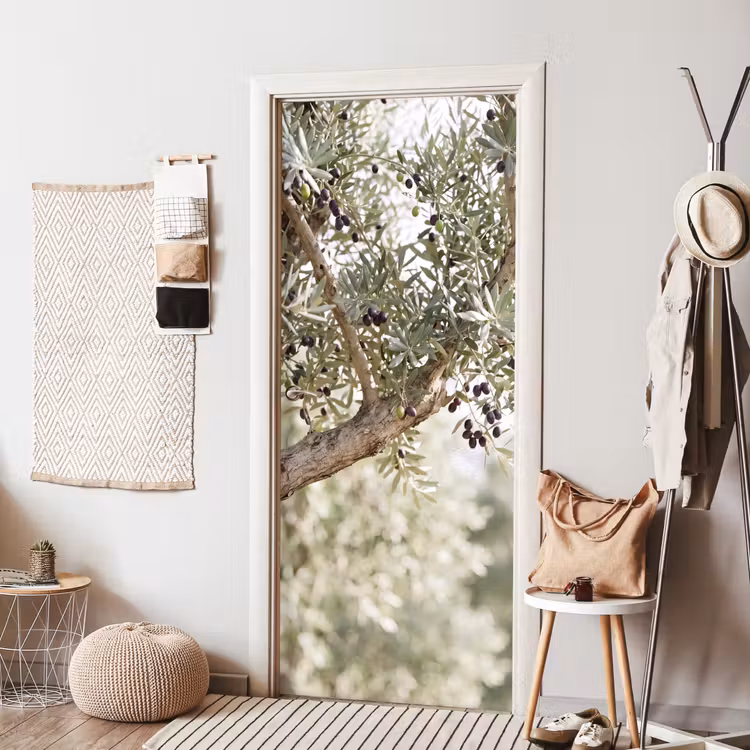 Door sticker - Olive tree - branch - green - Olijfboom - tak - groen deurposter klein