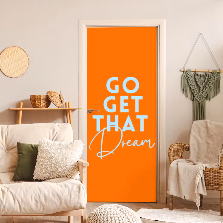 Oranje - Blauw - Go get that dream deurposter klein -sfeer2
