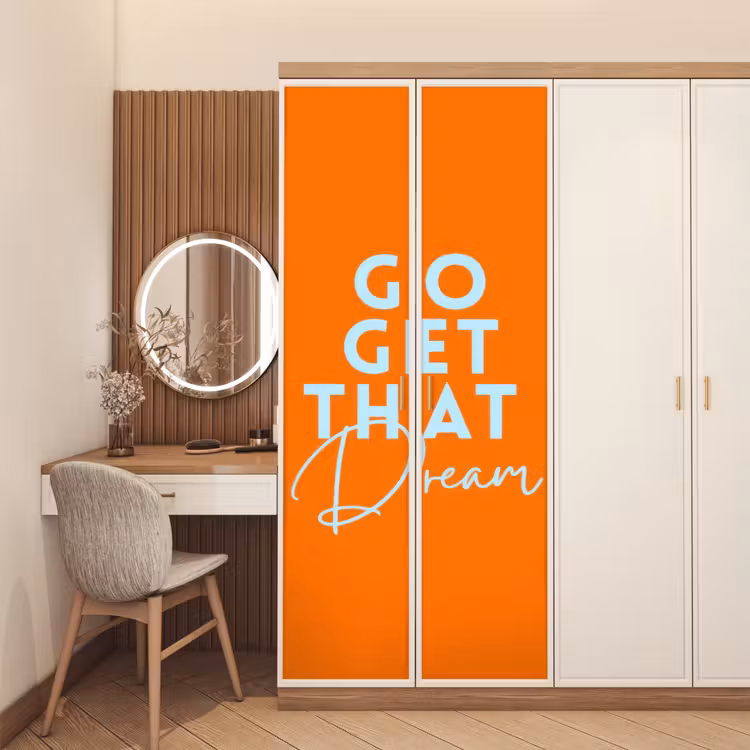 Oranje - Blauw - Go get that dream deurposter klein -sfeer3