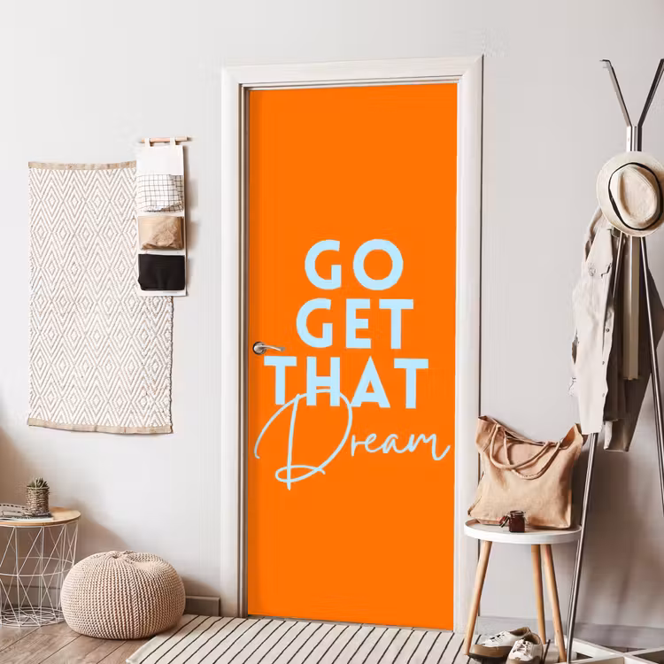 Oranje - Blauw - Go get that dream deurposter klein -sfeer6