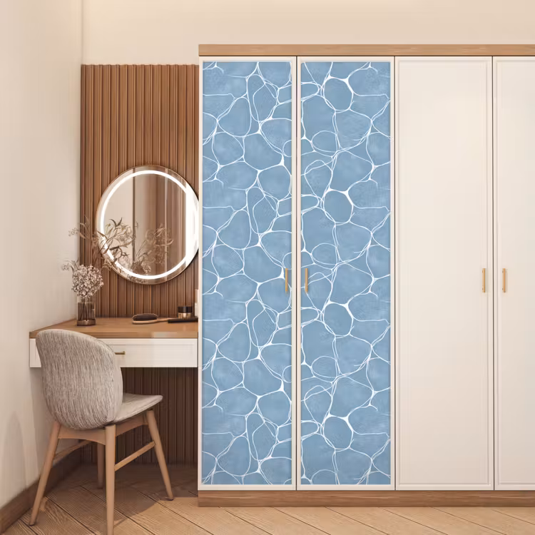 Organisch - Patroon - Blauw deurposter klein 289 -sfeer3