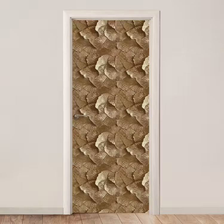 Organisch - Patroon - Bladeren - Goud deurposter klein 289 -3d_beige