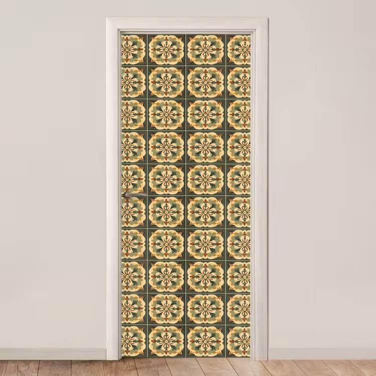 Ornament - Patroon - Groen deurposter klein 289 -3d_beige