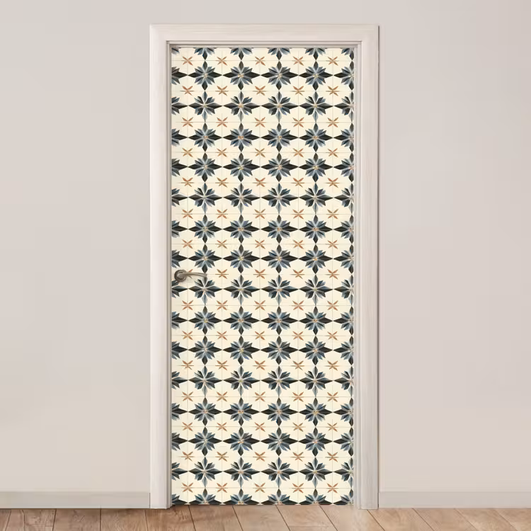 Sierlijk - Ornament - Blauw deurposter klein 289 -3d_beige