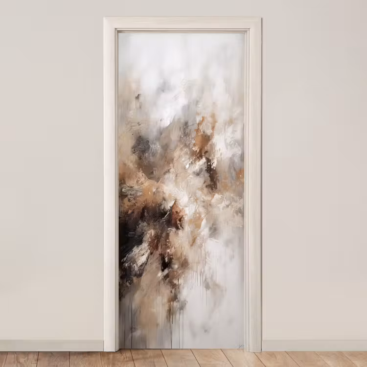 Verf - Abstract - Beige - Kunst deurposter klein -3d_beige