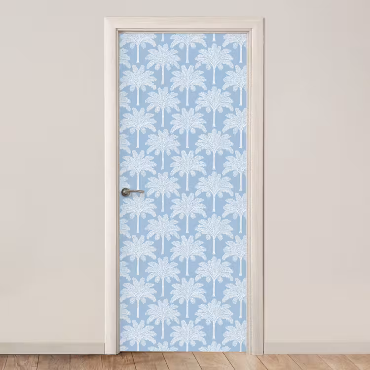 Palmboom - Modern - Blauw deurposter klein 289 -3d_beige