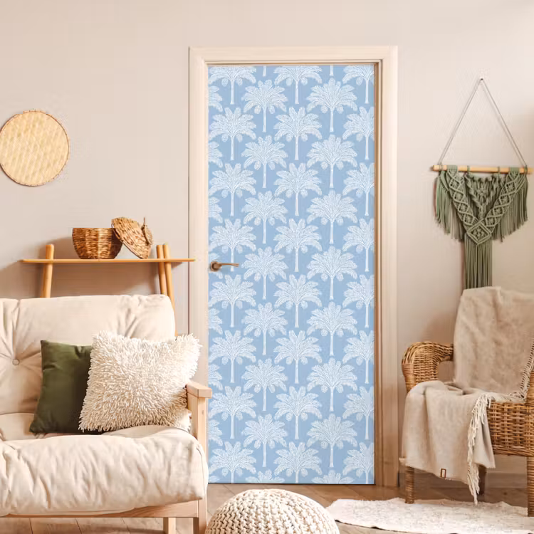 Palmboom - Modern - Blauw deurposter klein 289 -sfeer2