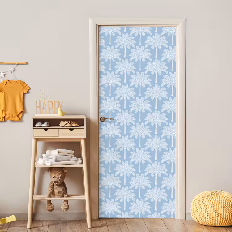 Palmboom - Modern - Blauw deurposter klein 289 -sfeer4