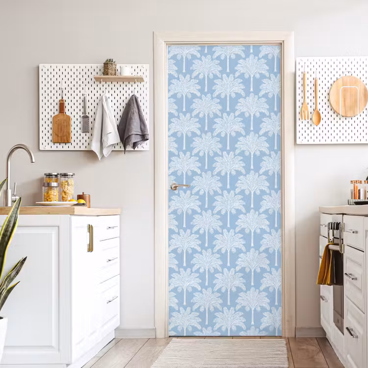 Palmboom - Modern - Blauw deurposter klein 289 -sfeer5