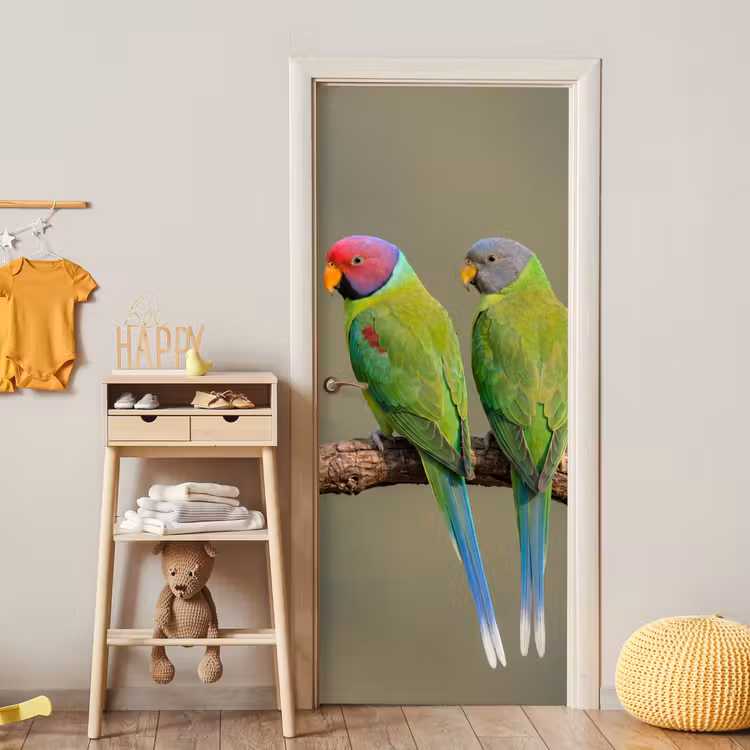 Papagaai - Tak - Natuur - Kleurrijk deurposter klein -sfeer4