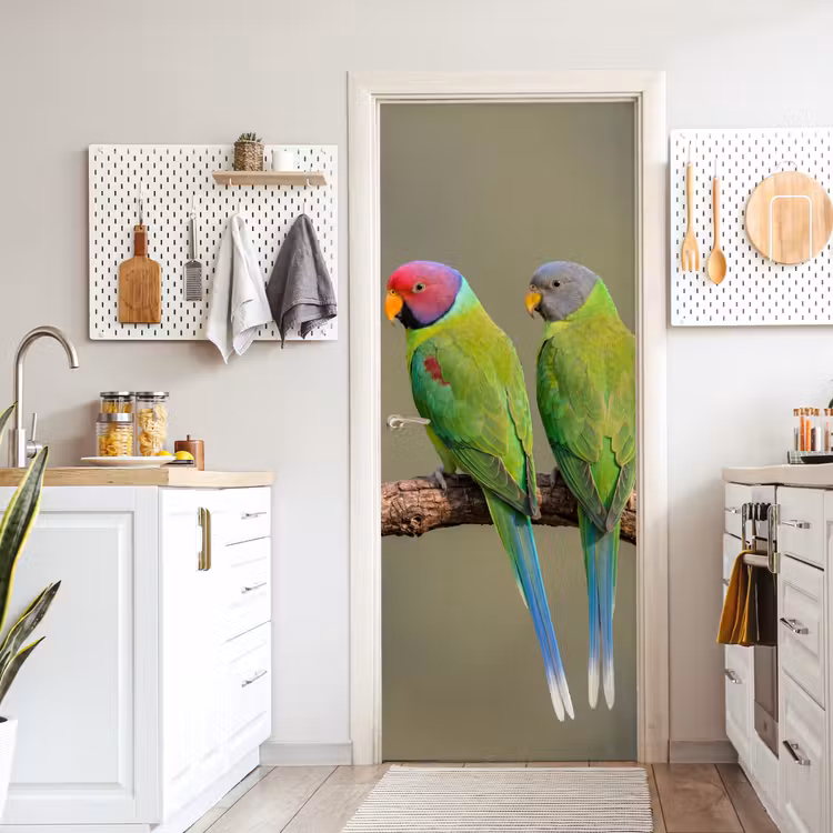 Papagaai - Tak - Natuur - Kleurrijk deurposter klein -sfeer5