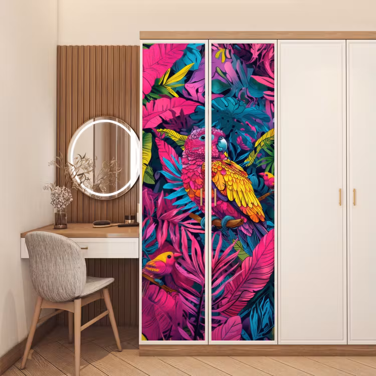 Papegaai - Tropisch - Jungle - Kleurrijk deurposter klein -sfeer3