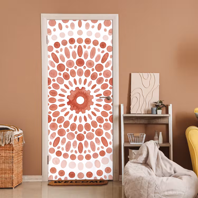 Patroon - Cirkels - Abstract - Modern - Rood deurposter klein -sfeer1