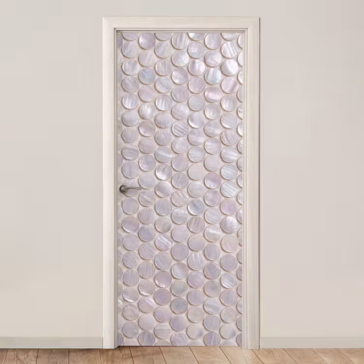 Patroon - Cirkels - Abstract - Modern - Wit deurposter klein -3d_beige