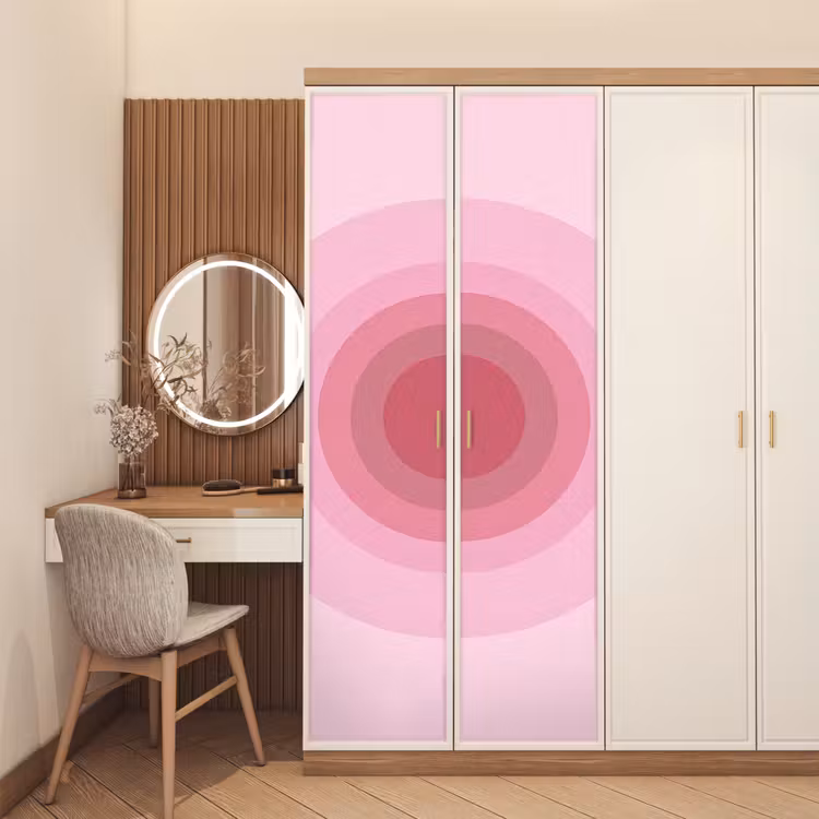 Patroon - Cirkels - Abstract - Roze - Modern deurposter klein -sfeer3