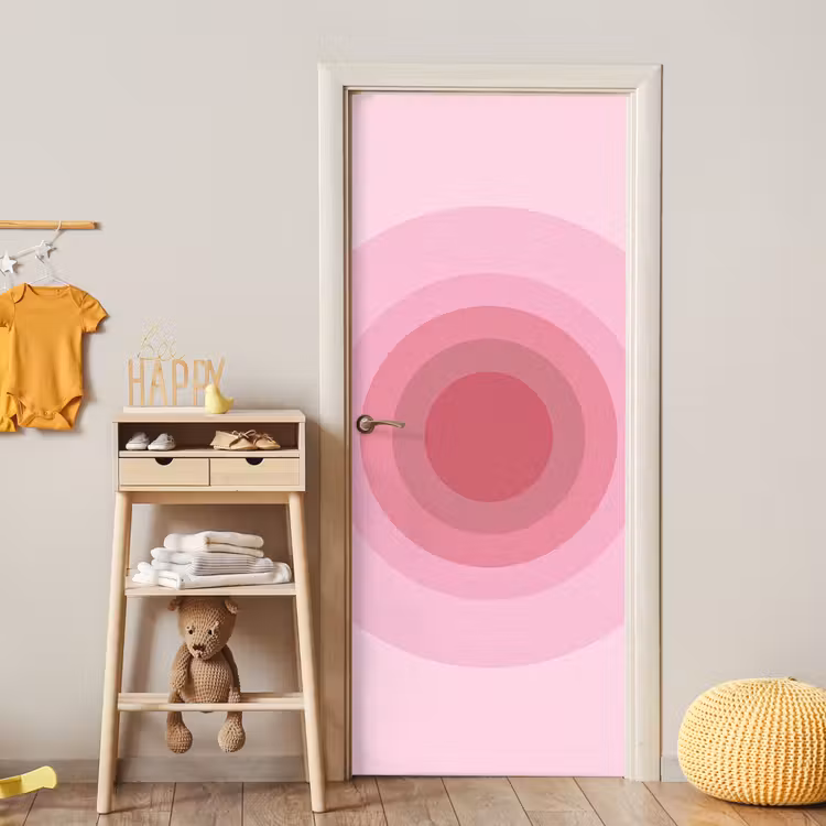 Patroon - Cirkels - Abstract - Roze - Modern deurposter klein -sfeer4