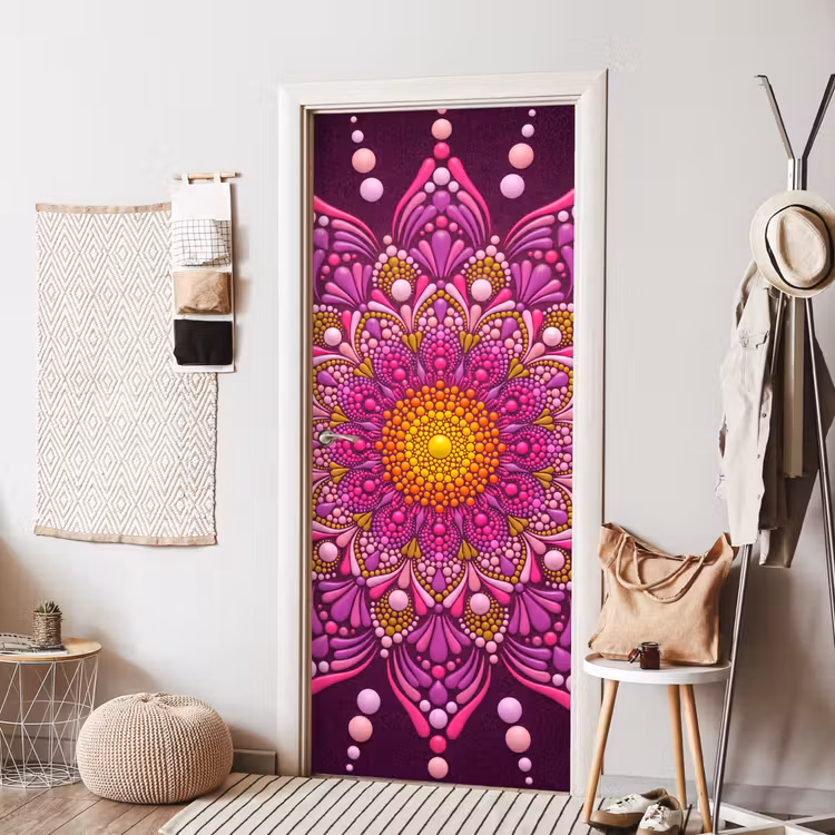 Patroon - Stippen - Abstract - Kleurrijk deurposter klein -sfeer6
