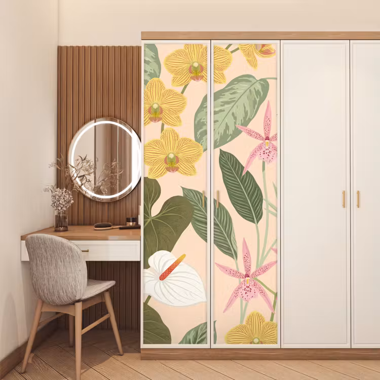 Patroon - Bloemen - Kleurrijk deurposter klein -sfeer3