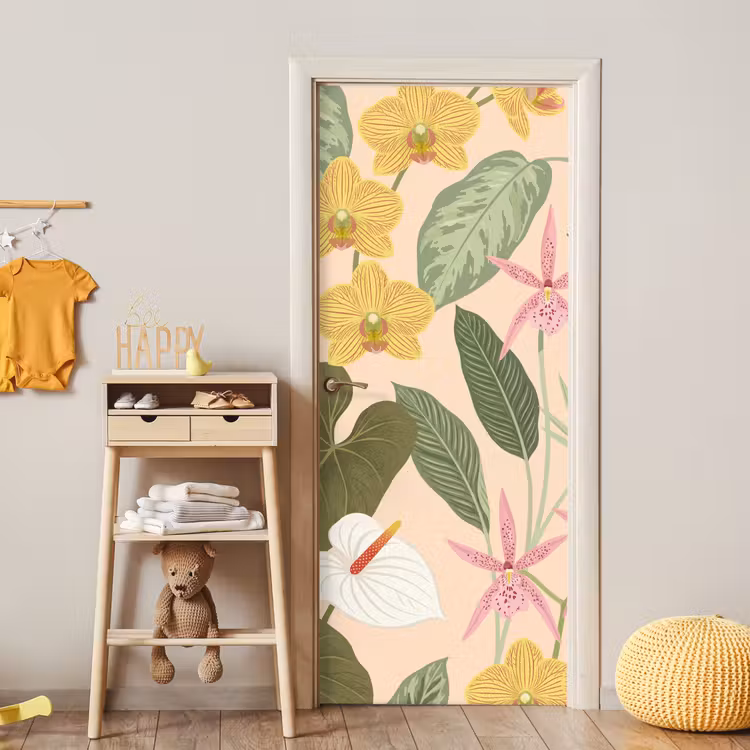 Patroon - Bloemen - Kleurrijk deurposter klein -sfeer4