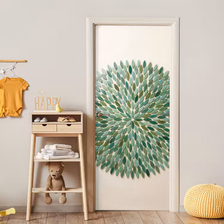 Patroon - Blad - Groen - Abstract deurposter klein -sfeer4