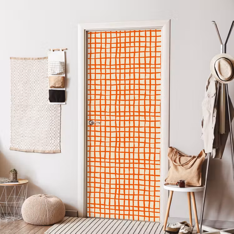 Patroon - Lijnen - Oranje deurposter klein 289 -sfeer6