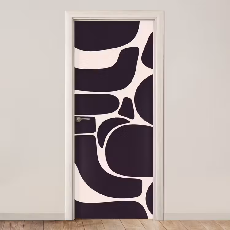 Door sticker - Pattern - Organic - Black - Patroon - Organisch - Zwart deurposter klein